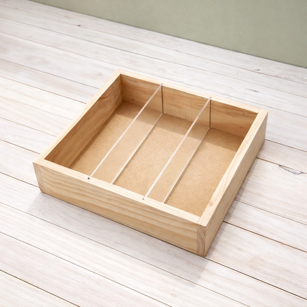 Wooden Tri Compartment Box