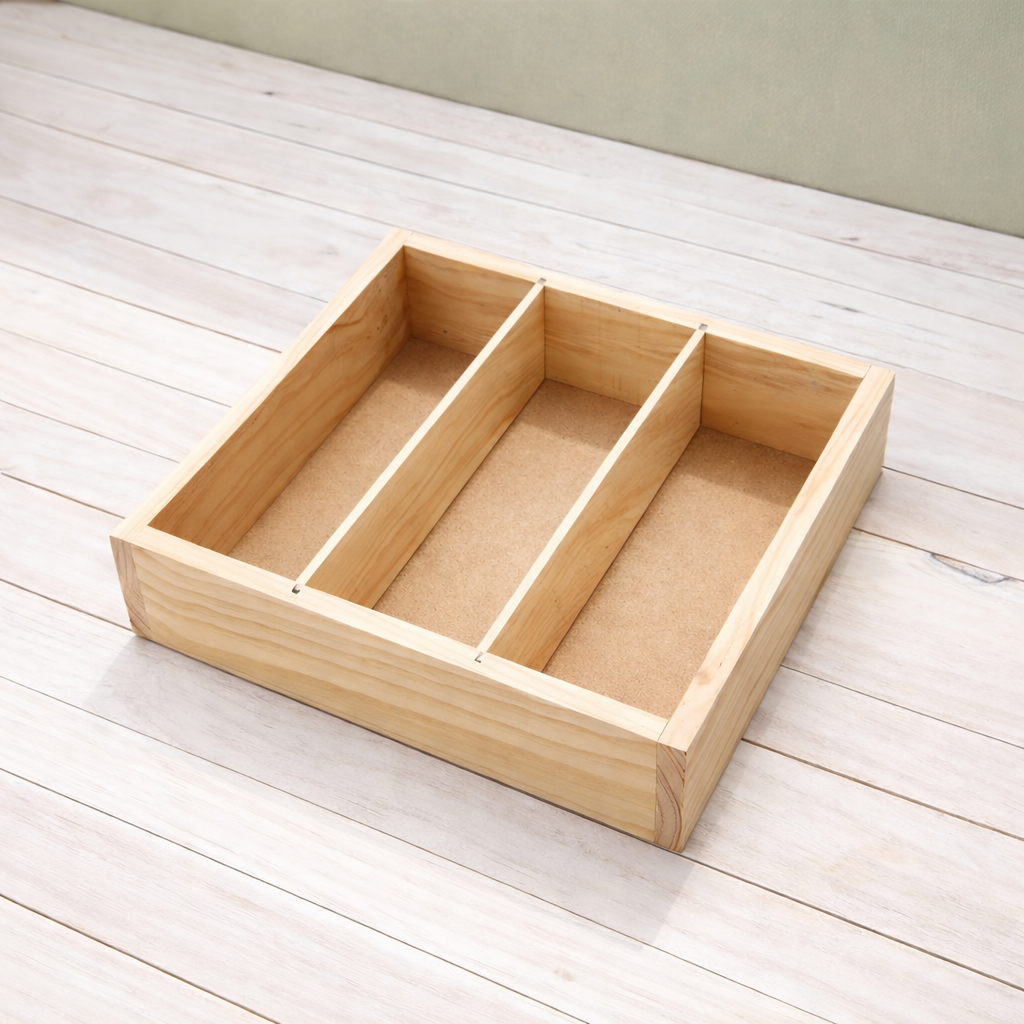 Wooden Tri Compartment Box