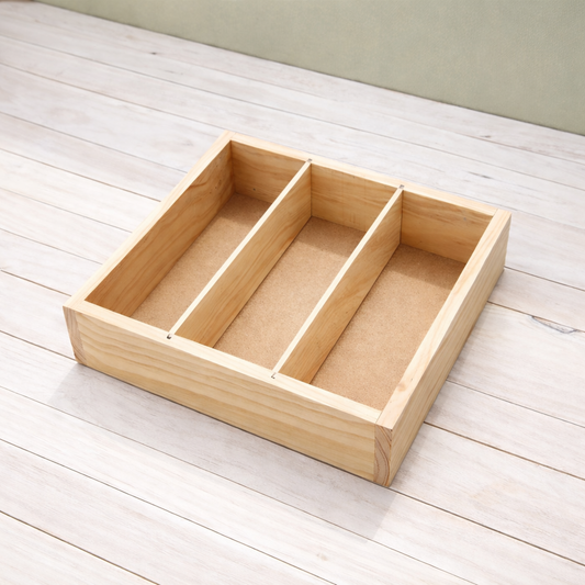 Wooden Tri Compartment Box