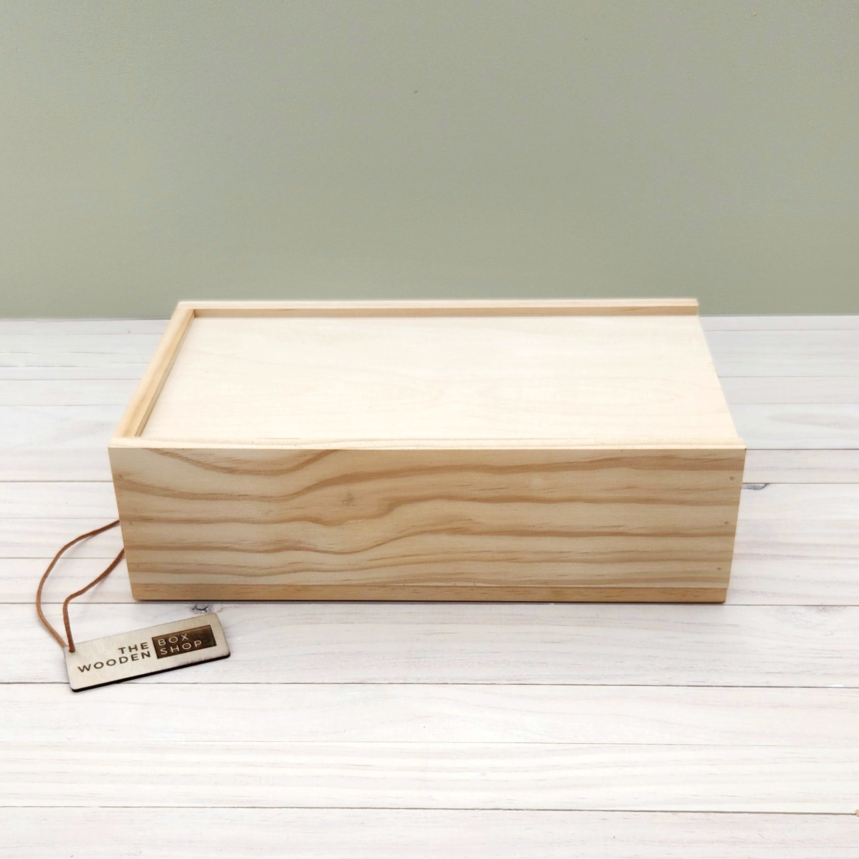 Natural Pine Wooden Box | Wood Storage Container with Sliding Lid