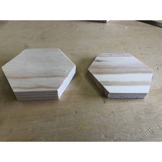 Solid Pine Craft Blank - Hexagon (10cm)